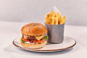 Hilton plant burger and chips which offers a low carbon choice to guests